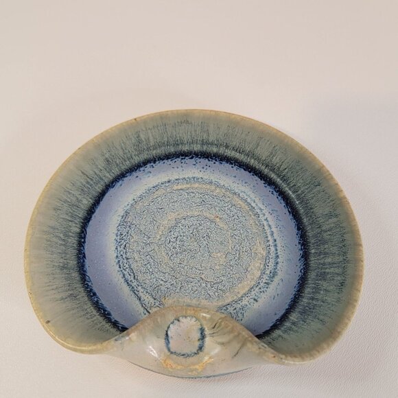 Beautiful Blanket Creek Pottery Spoon Rest Blue Green Glaze 6.5" diam - Picture 1 of 5